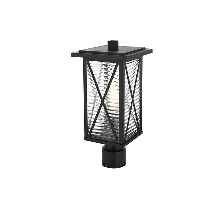 Elegant Lighting Jada 1Lt 7.5" Outdoor Post, Black/Clear/Fluted