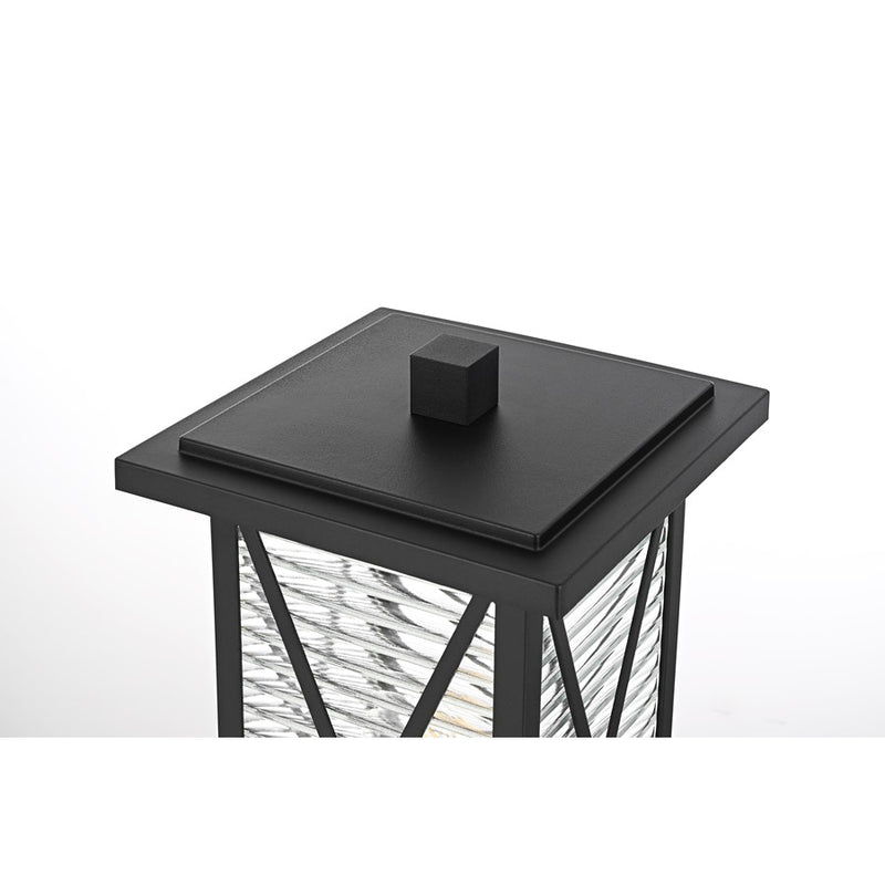 Elegant Lighting Jada 1Lt 7.5" Outdoor Post, Black/Clear/Fluted