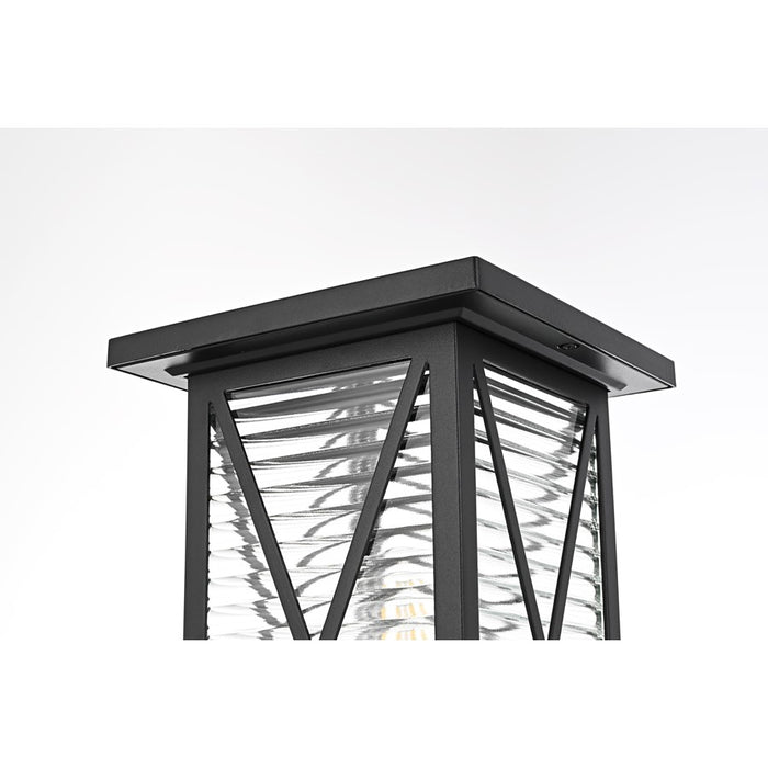 Elegant Lighting Jada 1Lt 7.5" Outdoor Post, Black/Clear/Fluted