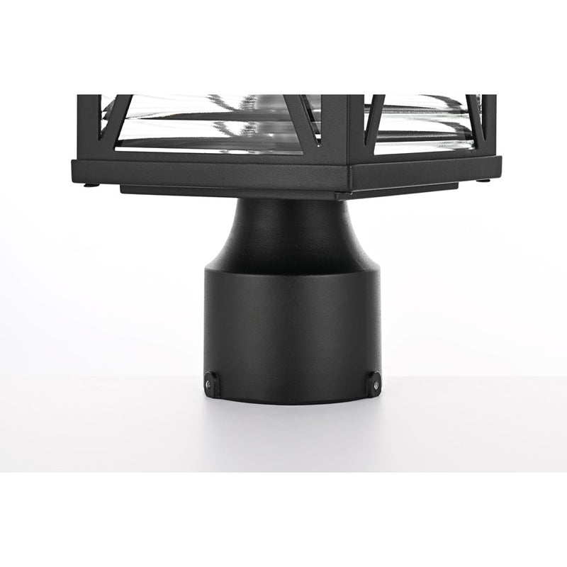 Elegant Lighting Jada 1Lt 7.5" Outdoor Post, Black/Clear/Fluted