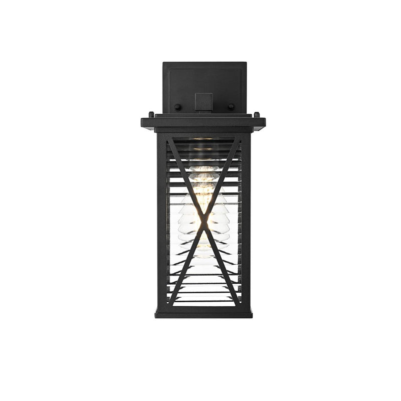 Elegant Lighting Jada 1Lt 12" Outdoor Sconce, Black/Clear/Fluted - OD607W12BK