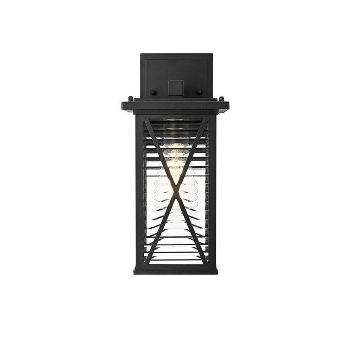 Elegant Lighting Jada 1Lt 12" Outdoor Sconce, Black/Clear/Fluted - OD607W12BK