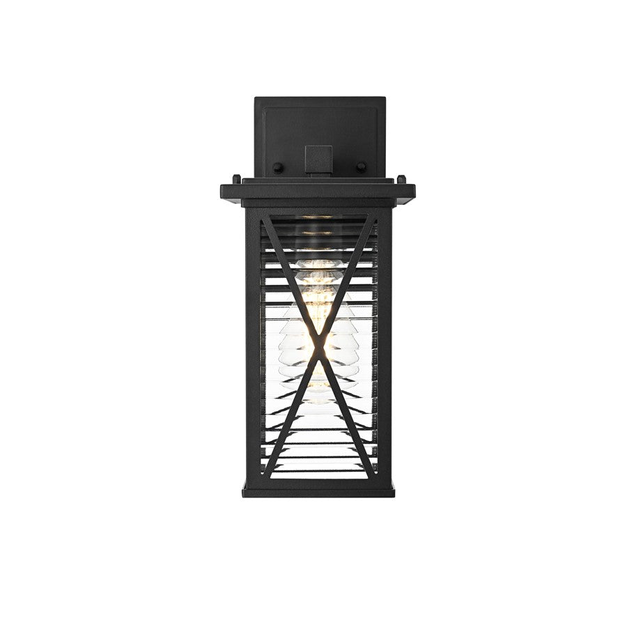 Elegant Lighting Jada 1Lt 12" Outdoor Sconce, Black/Clear/Fluted - OD607W12BK