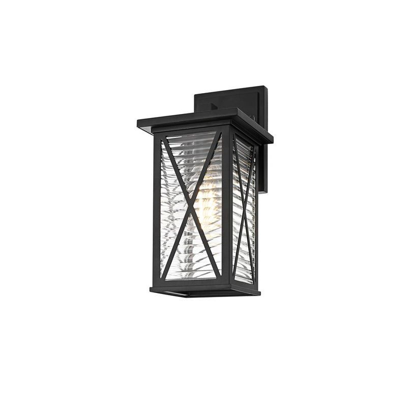 Elegant Lighting Jada 1Lt 12" Outdoor Sconce, Black/Clear/Fluted