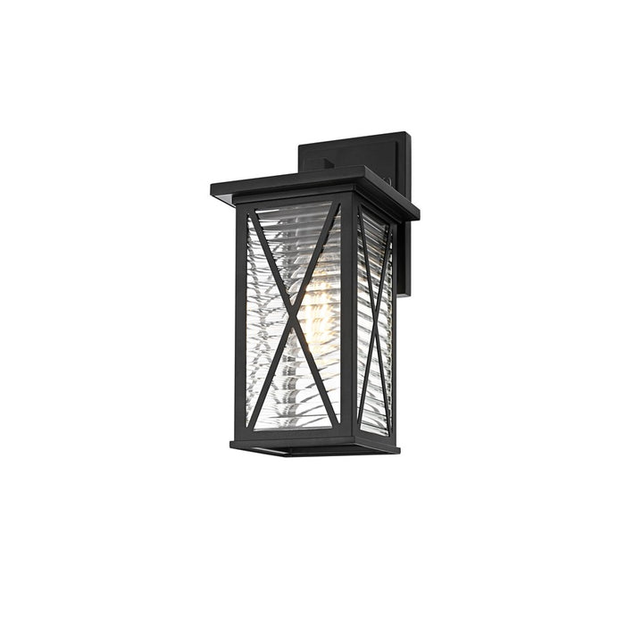 Elegant Lighting Jada 1Lt 12" Outdoor Sconce, Black/Clear/Fluted