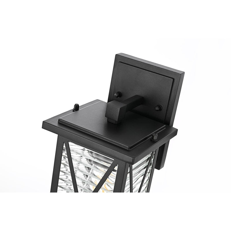 Elegant Lighting Jada 1Lt 12" Outdoor Sconce, Black/Clear/Fluted