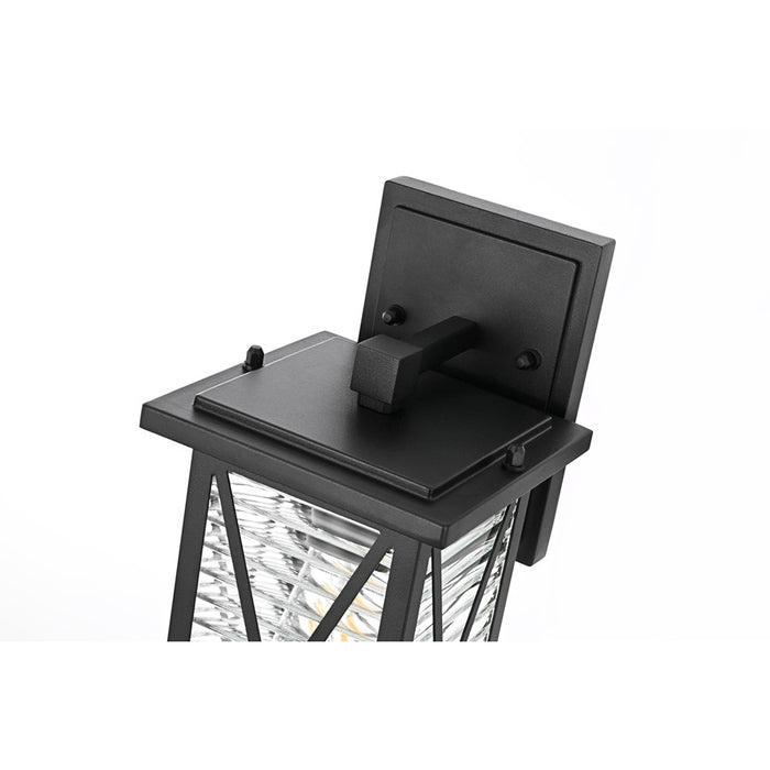 Elegant Lighting Jada 1Lt 12" Outdoor Sconce, Black/Clear/Fluted