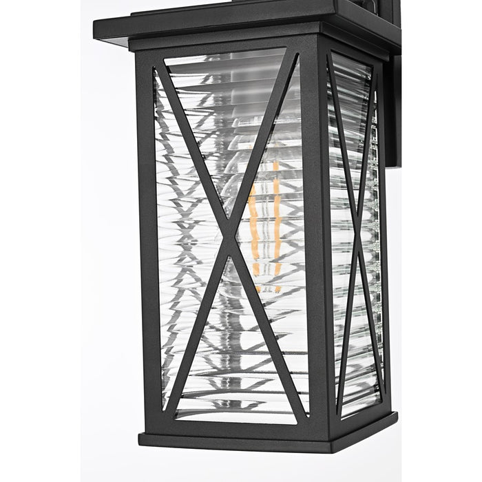 Elegant Lighting Jada 1Lt 12" Outdoor Sconce, Black/Clear/Fluted