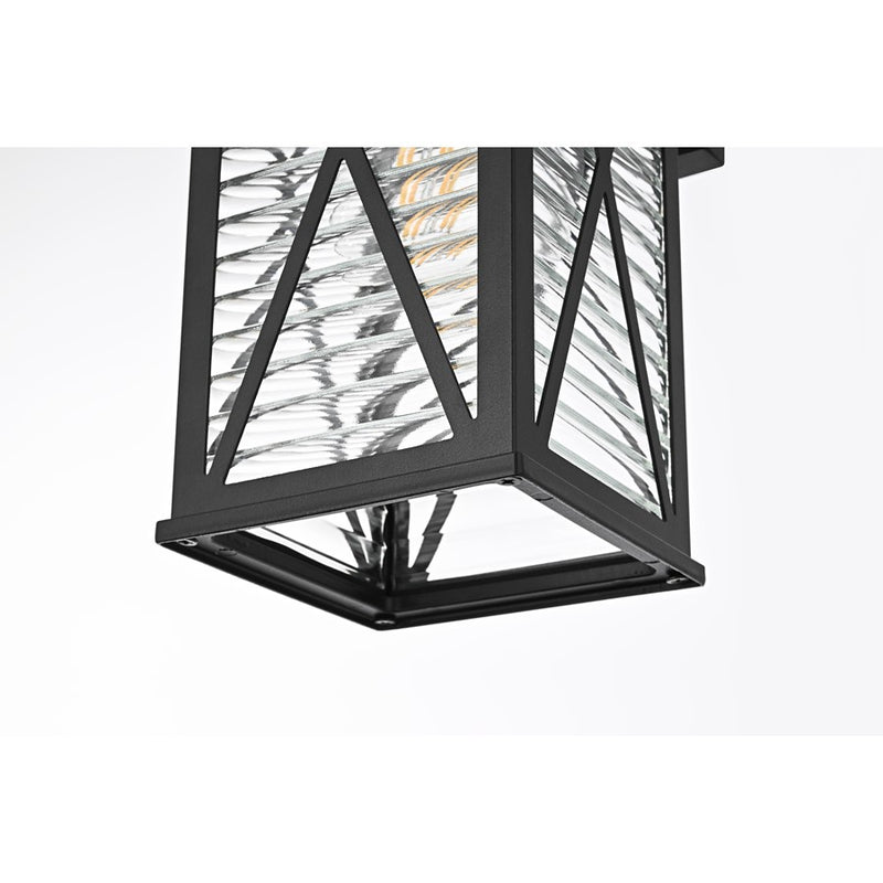 Elegant Lighting Jada 1Lt 12" Outdoor Sconce, Black/Clear/Fluted