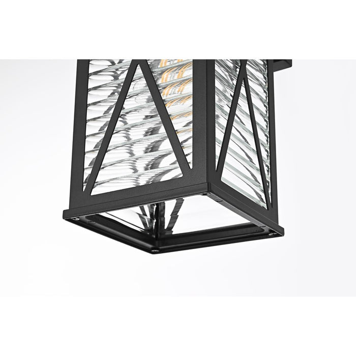 Elegant Lighting Jada 1Lt 12" Outdoor Sconce, Black/Clear/Fluted