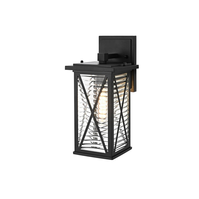 Elegant Lighting Jada 1Lt 12" Outdoor Sconce, Black/Clear/Fluted