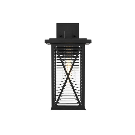 Elegant Lighting Jada 1Lt 15" Outdoor Sconce, Black/Clear/Fluted - OD607W15BK