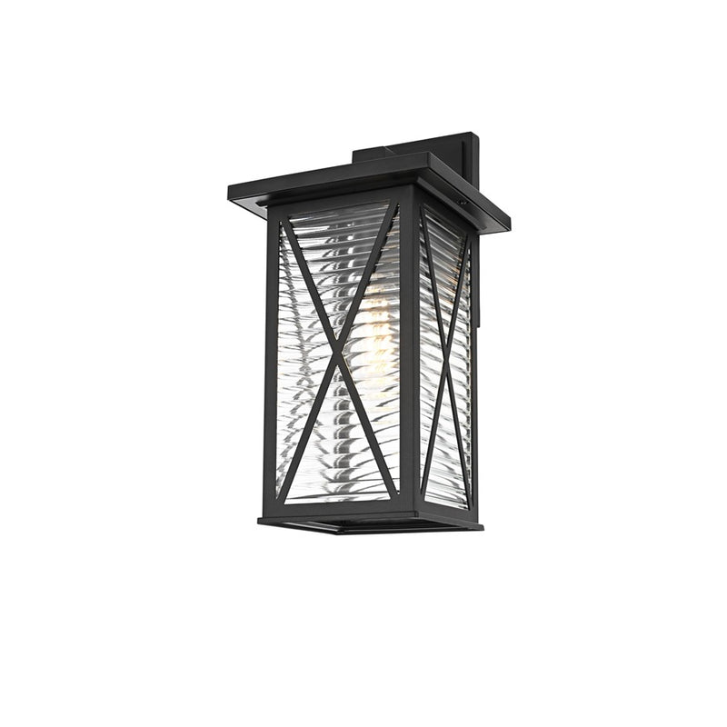 Elegant Lighting Jada 1Lt 15" Outdoor Sconce, Black/Clear/Fluted