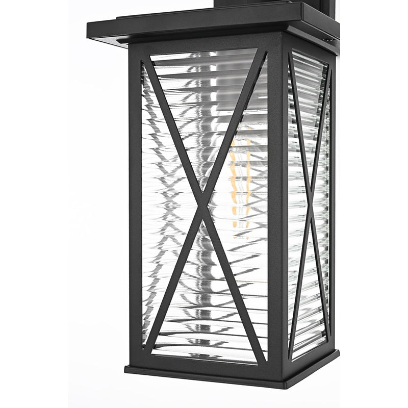 Elegant Lighting Jada 1Lt 15" Outdoor Sconce, Black/Clear/Fluted