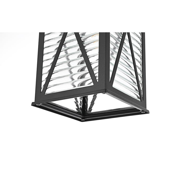 Elegant Lighting Jada 1Lt 15" Outdoor Sconce, Black/Clear/Fluted