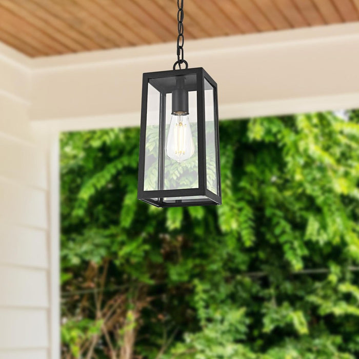 Elegant Lighting Veda 1 Light 6" Outdoor Pendant, Black/Clear/Clear