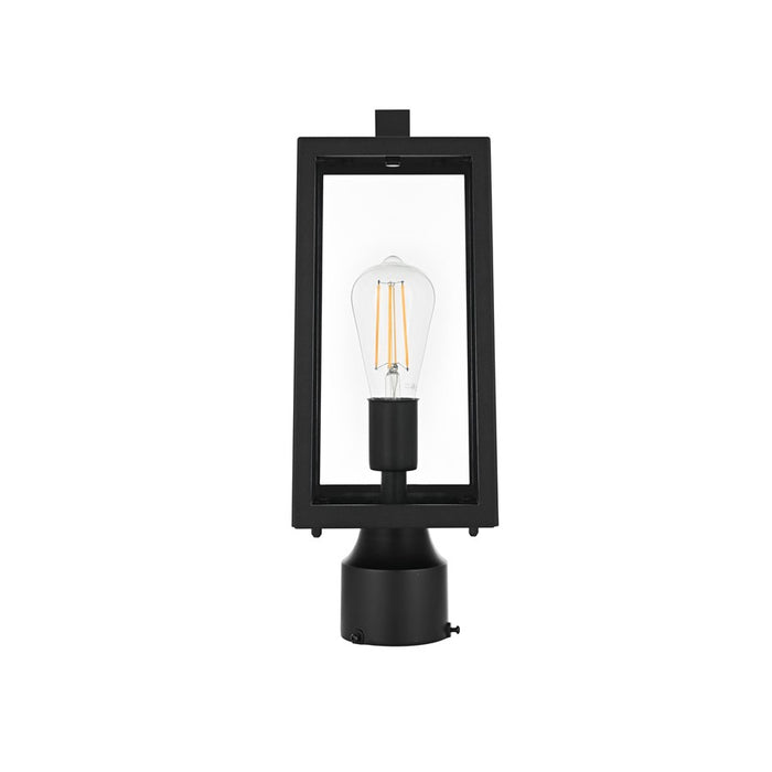 Elegant Lighting Veda 1Lt 6" Outdoor Post Light, Black/Clear/Clear - OD608P15BK
