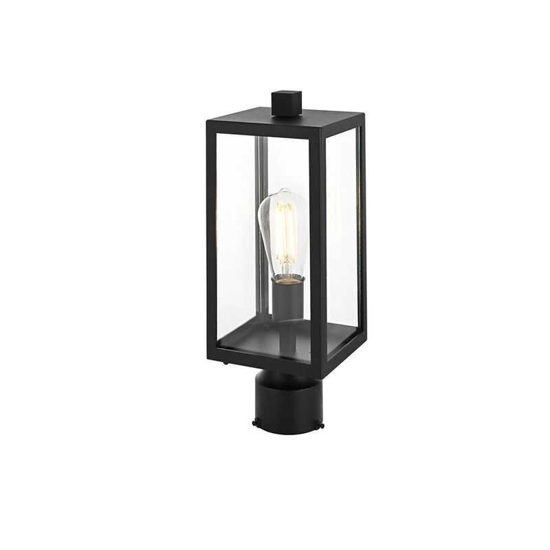 Elegant Lighting Veda 1Lt 6" Outdoor Post Light, Black/Clear/Clear
