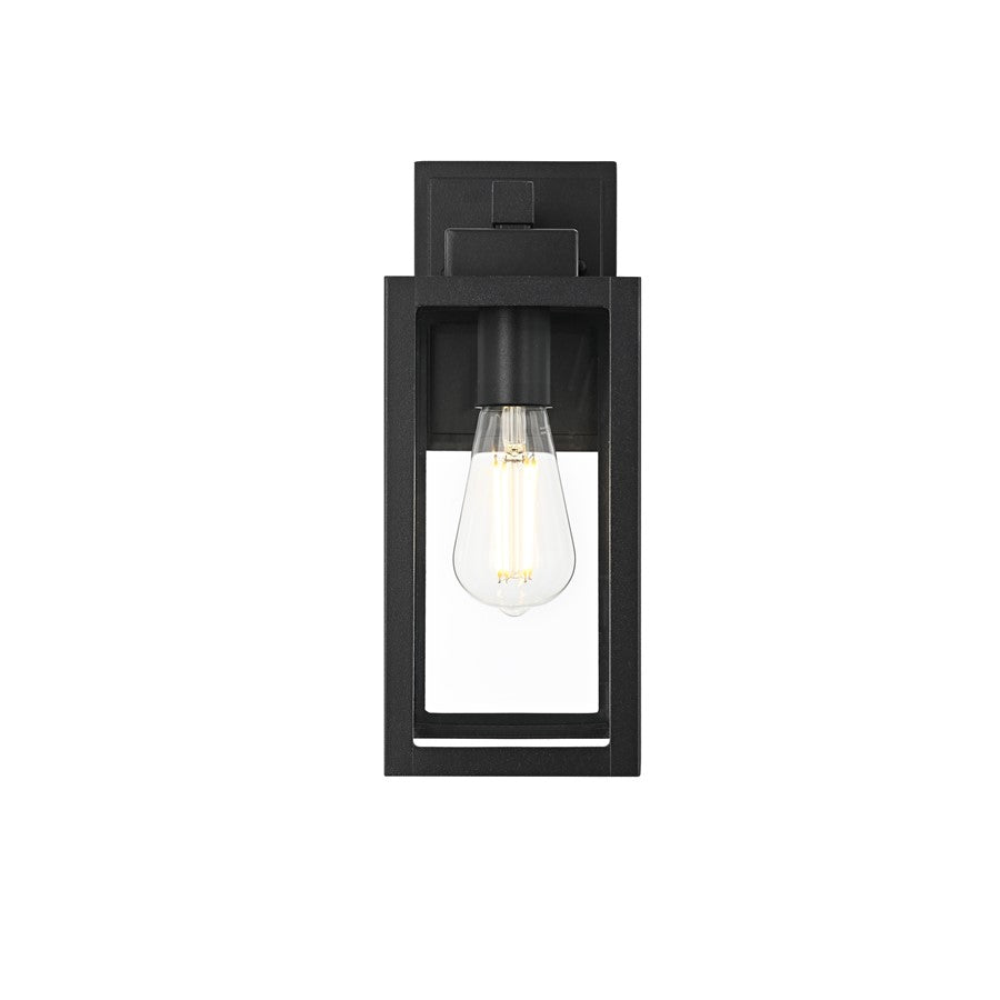 Elegant Lighting Veda 1Lt 13" Outdoor Sconce, Black/Clear/Clear - OD608W13BK