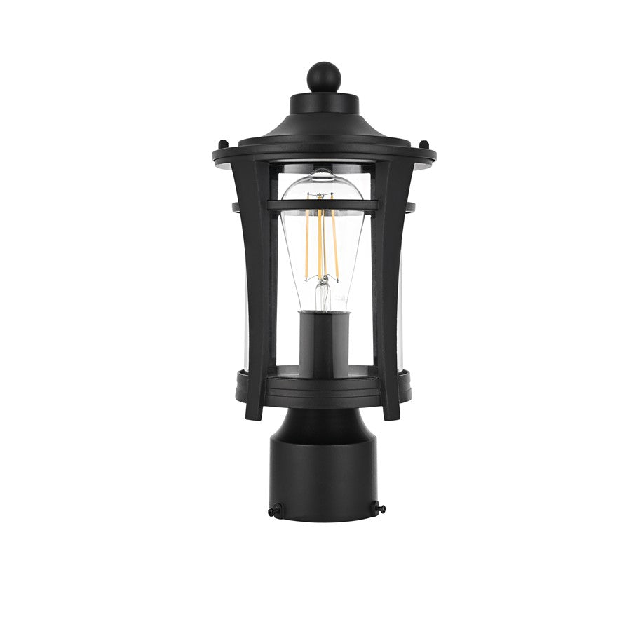 Elegant Lighting Artemis 1Lt 7" Outdoor Post, Black/Clear/Clear - OD609P13BK