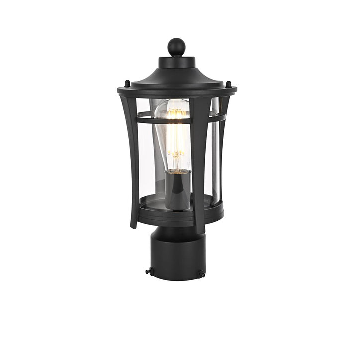 Elegant Lighting Artemis 1Lt 7" Outdoor Post, Black/Clear/Clear