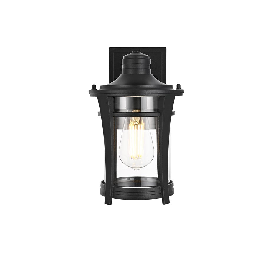 Elegant Lighting Artemis 1Lt 11" Outdoor Sconce, Black/Clear/Clear - OD609W11BK