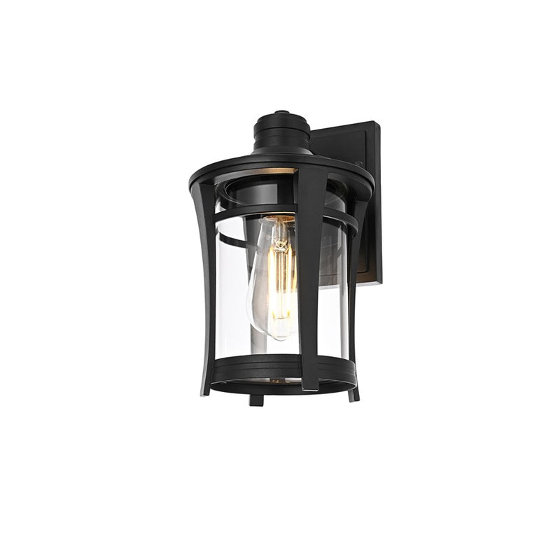 Elegant Lighting Artemis 1Lt 11" Outdoor Sconce, Black/Clear/Clear