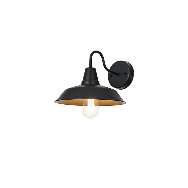 Elegant Lighting Tinsley 1Lt 13" Outdoor Wall Sconce, Black/Clear