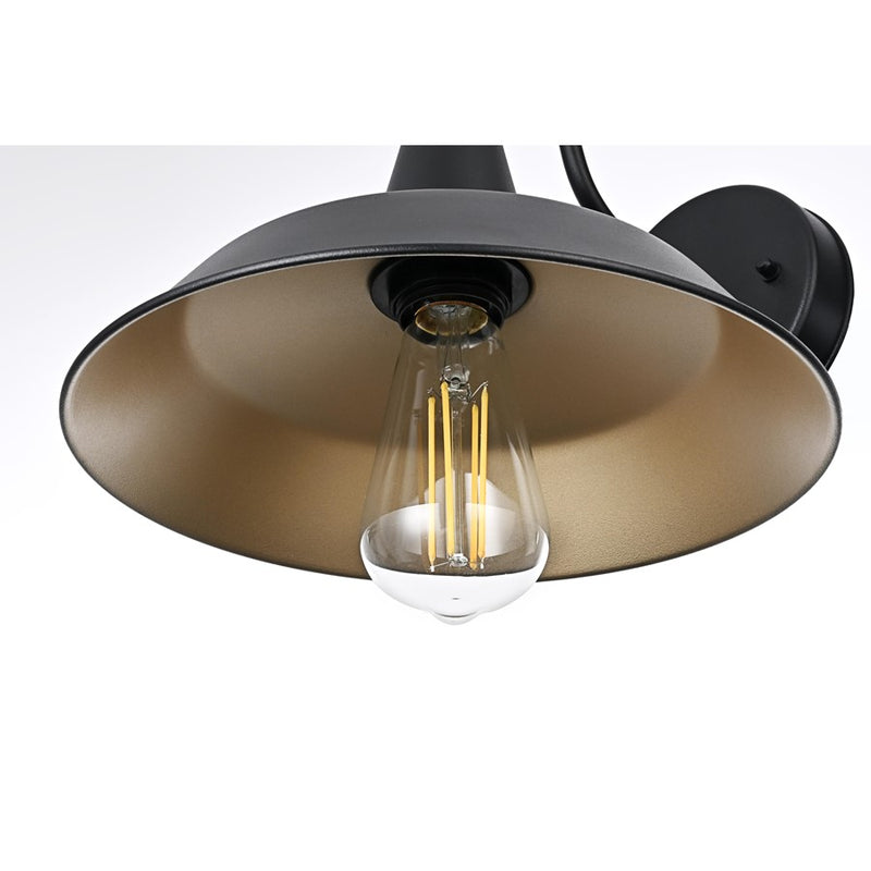 Elegant Lighting Tinsley 1Lt 13" Outdoor Wall Sconce, Black/Clear
