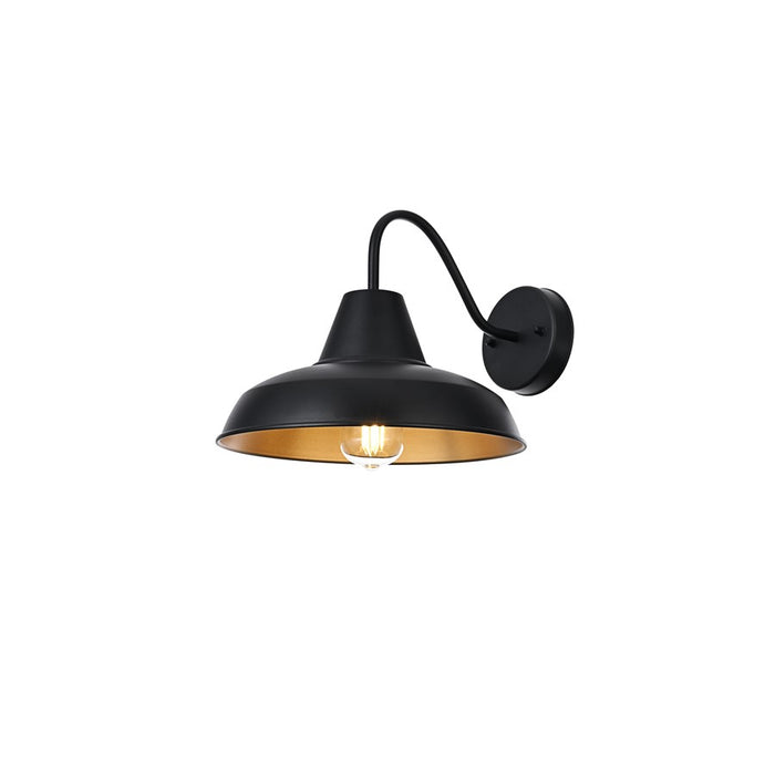 Elegant Lighting Tinsley 1Lt 15" Outdoor Wall Sconce, Black/Clear