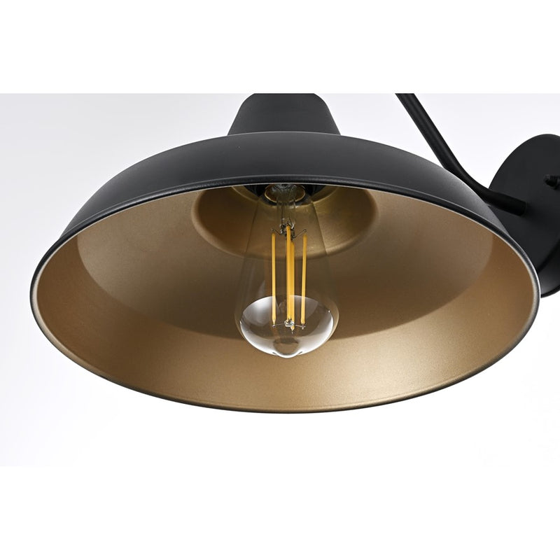 Elegant Lighting Tinsley 1Lt 15" Outdoor Wall Sconce, Black/Clear