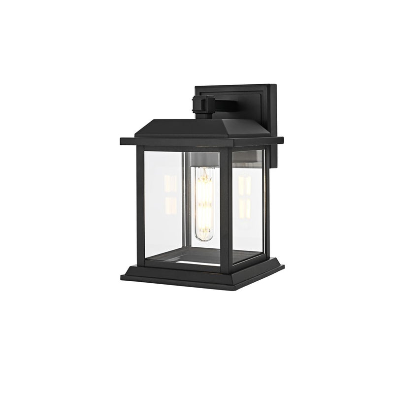 Elegant Lighting Araceli 1Lt 10" Outdoor Sconce, Black/Clear/Clear