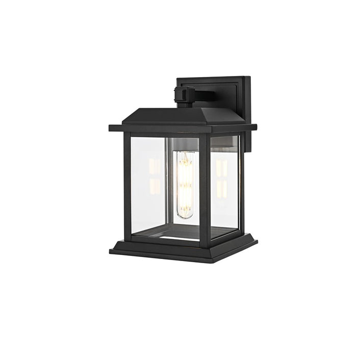 Elegant Lighting Araceli 1Lt 10" Outdoor Sconce, Black/Clear/Clear