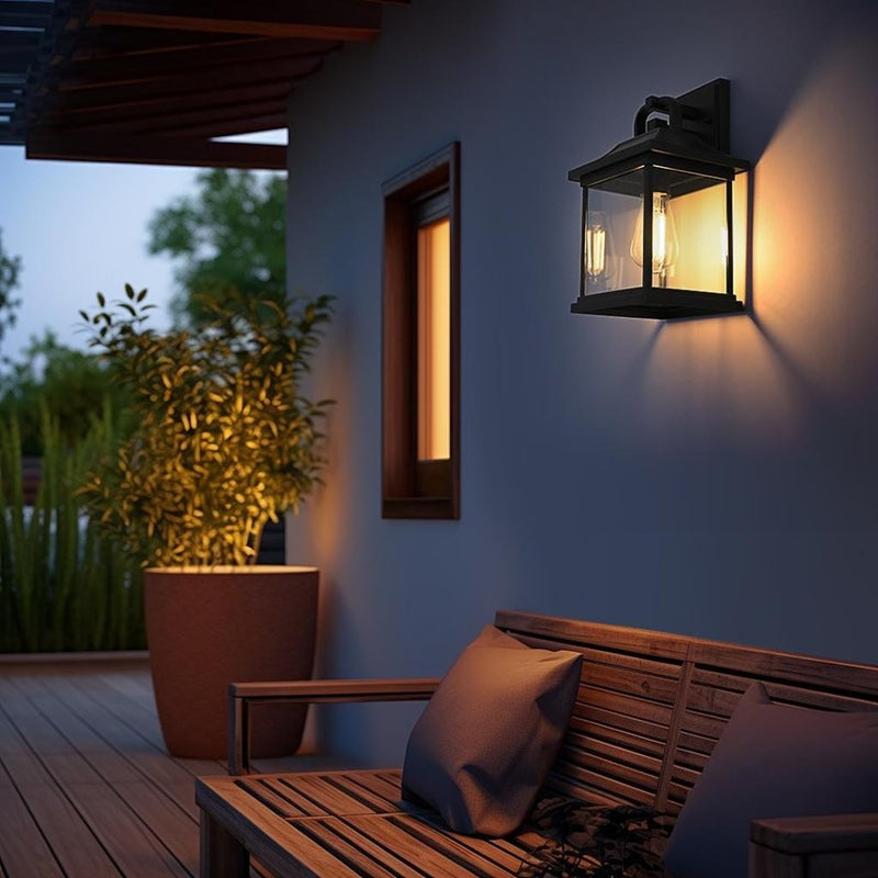Elegant Lighting Saul 1Lt 13" Outdoor Sconce, Black/Clear/Clear