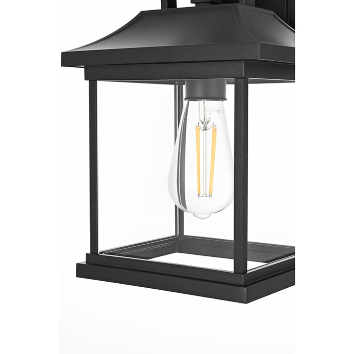 Elegant Lighting Saul 1Lt 13" Outdoor Sconce, Black/Clear/Clear