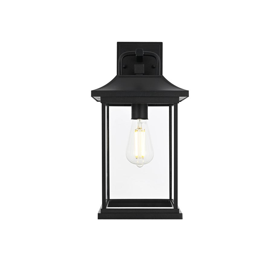 Elegant Lighting Saul 1Lt 16" Outdoor Sconce, Black/Clear/Clear - OD612W16BK