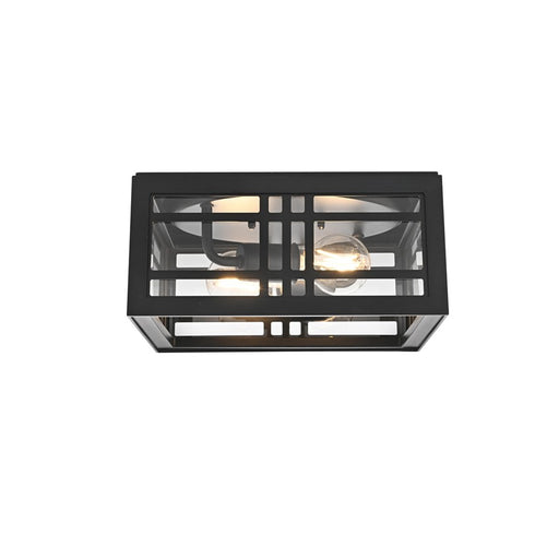 Elegant Lighting Harley 2Lt 11" Outdoor Flush, Black/Clear/Clear - OD613F5BK
