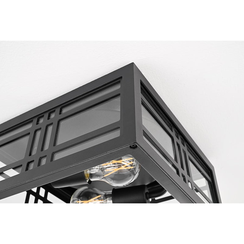 Elegant Lighting Harley 2Lt 11" Outdoor Flush, Black/Clear/Clear