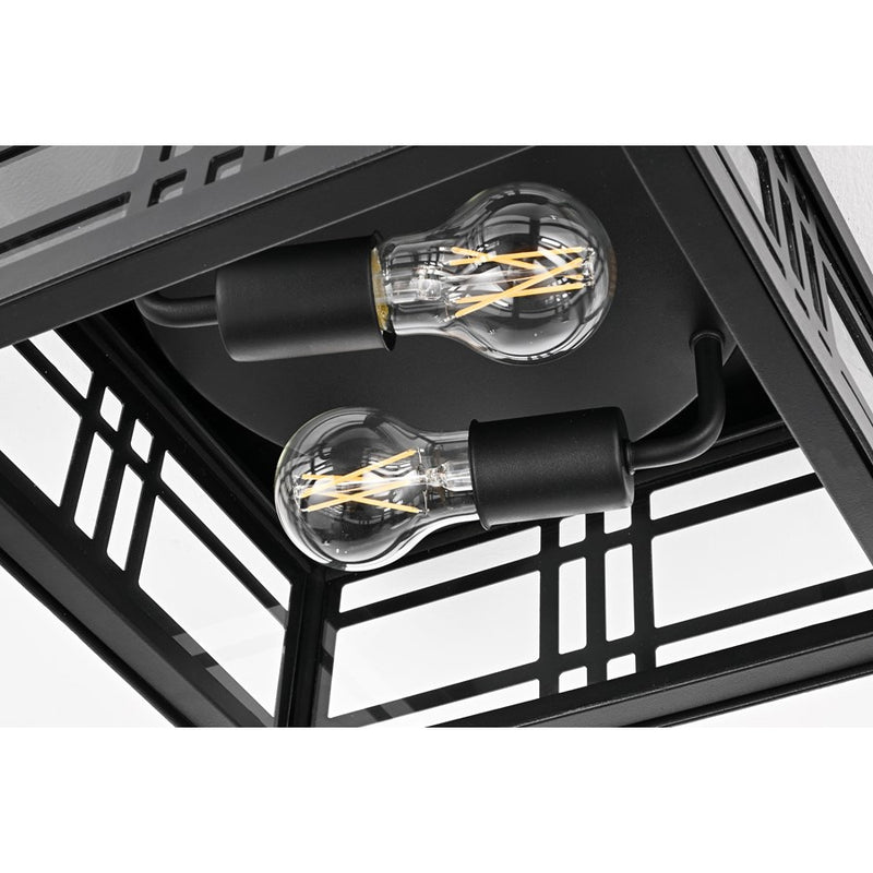 Elegant Lighting Harley 2Lt 11" Outdoor Flush, Black/Clear/Clear