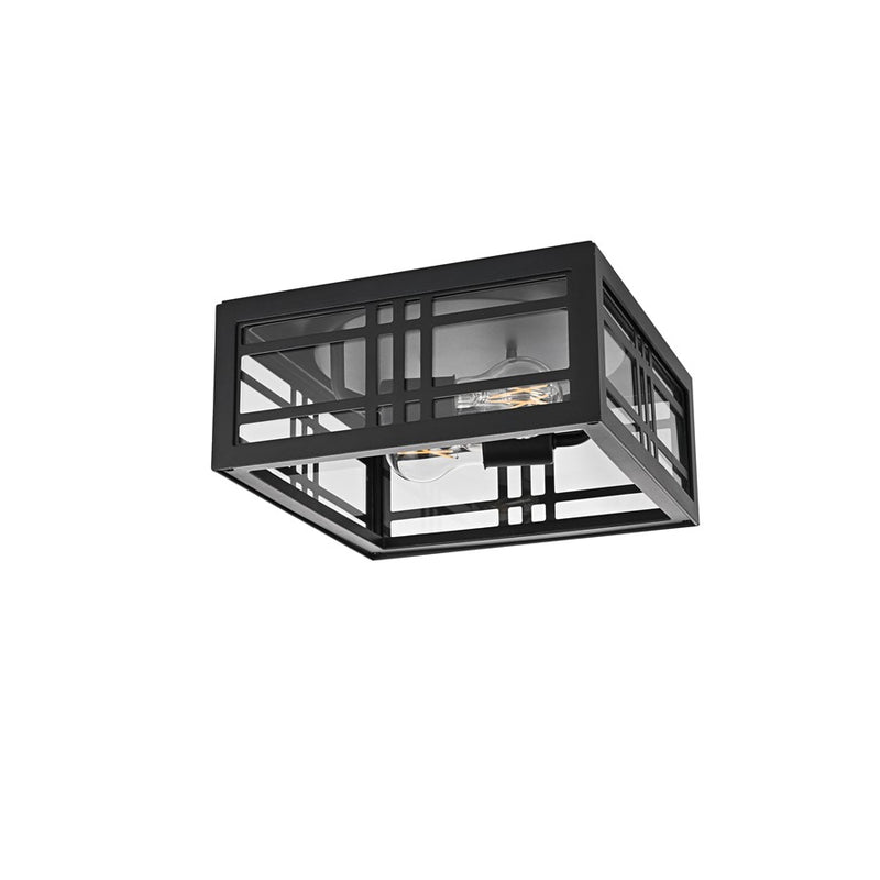 Elegant Lighting Harley 2Lt 11" Outdoor Flush, Black/Clear/Clear