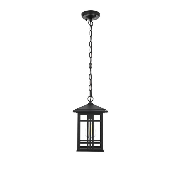 Elegant Lighting Harley 1Lt 7.5" Outdoor Pendant, Black/Clear/Clear - OD613H11BK