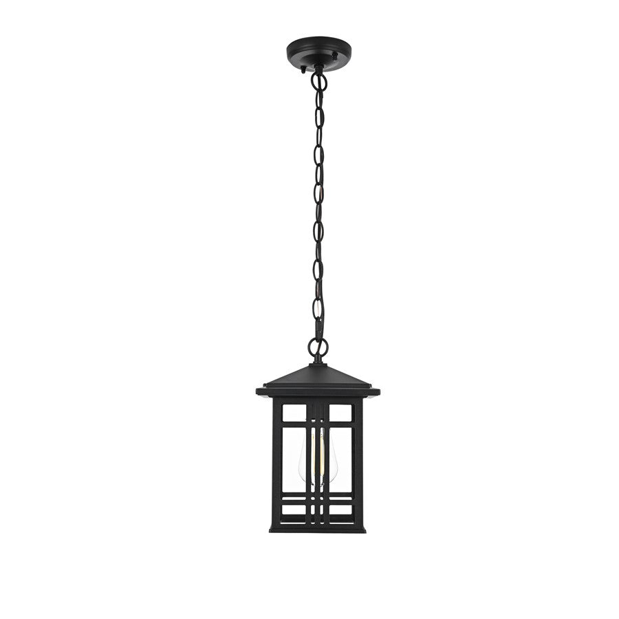 Elegant Lighting Harley 1Lt 7.5" Outdoor Pendant, Black/Clear/Clear - OD613H11BK