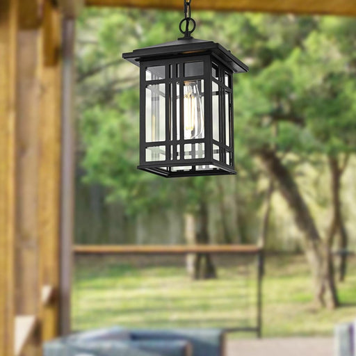 Elegant Lighting Harley 1Lt 7.5" Outdoor Pendant, Black/Clear/Clear