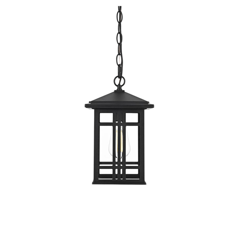 Elegant Lighting Harley 1Lt 7.5" Outdoor Pendant, Black/Clear/Clear