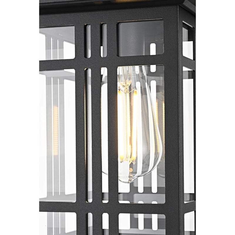 Elegant Lighting Harley 1Lt 7.5" Outdoor Pendant, Black/Clear/Clear