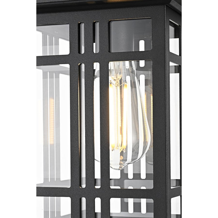 Elegant Lighting Harley 1Lt 7.5" Outdoor Pendant, Black/Clear/Clear