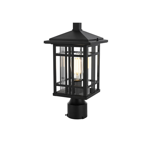 Elegant Lighting Harley 1Lt 7.5" Outdoor Post, Black/Clear/Clear
