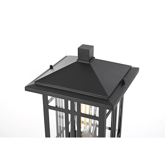 Elegant Lighting Harley 1Lt 7.5" Outdoor Post, Black/Clear/Clear