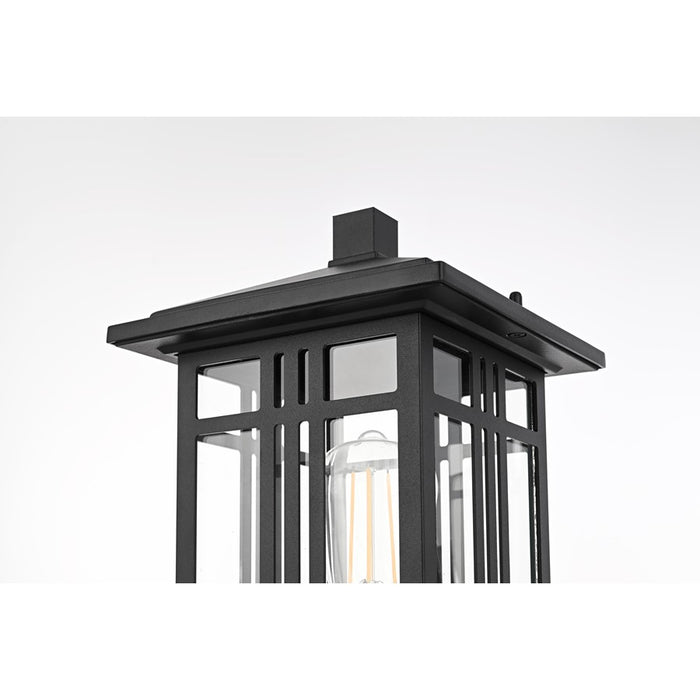 Elegant Lighting Harley 1Lt 7.5" Outdoor Post, Black/Clear/Clear