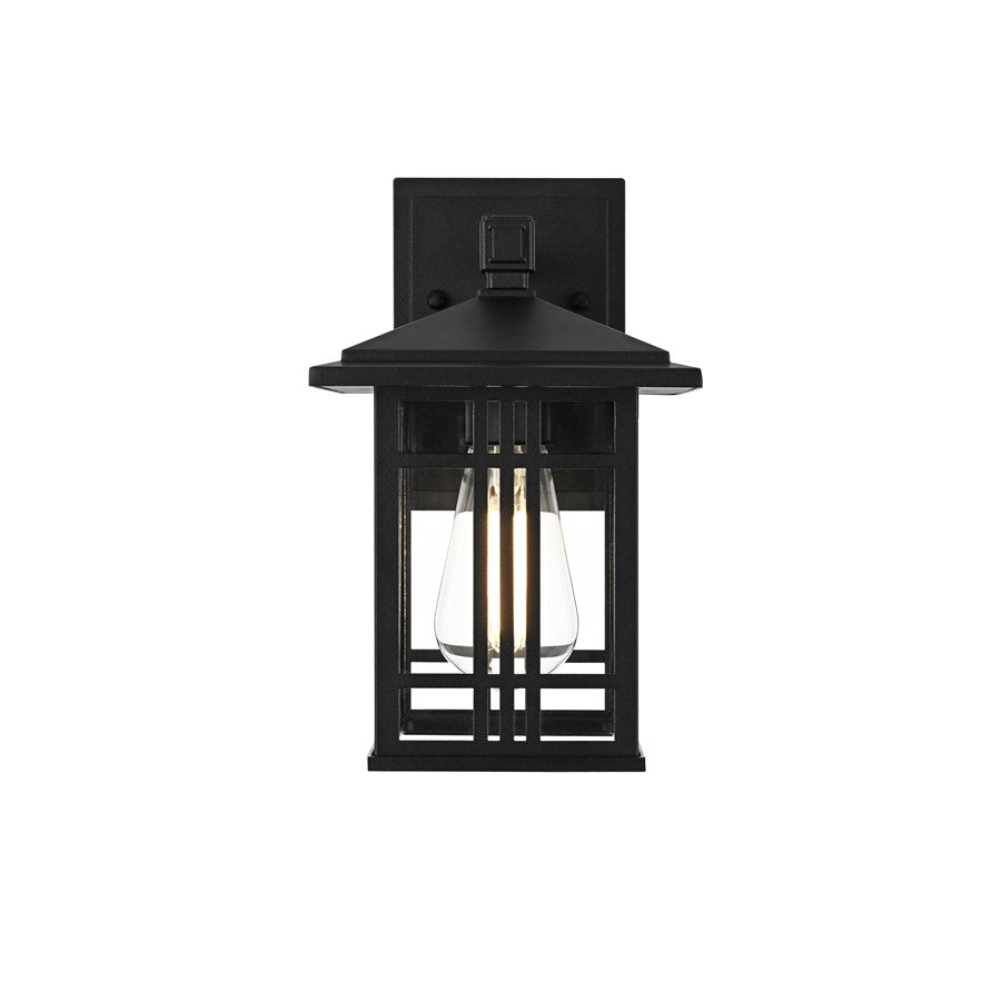 Elegant Lighting Harley 1Lt 10" Outdoor Sconce, Black/Clear/Clear - OD613W10BK